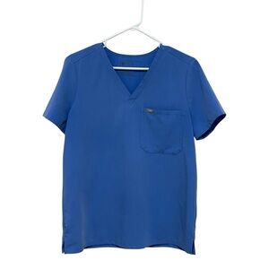 FIGS Technical Collection Blue Scrub Top Size M | V-Neck Medical Uniform Shirt
